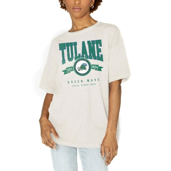 Women's Gameday Couture White Tulane Green Wave Get Goin' Oversized T-Shirt