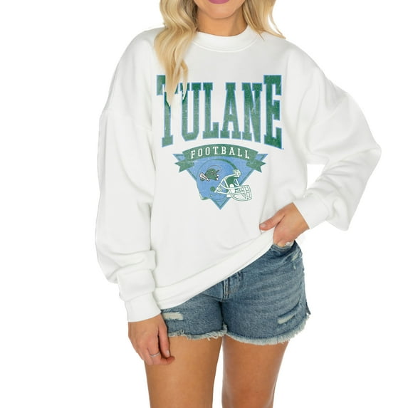 Women's Gameday Couture White Alabama A&M Bulldogs Oversized Good Vibes Premium Fleece Drop Shoulder Pullover