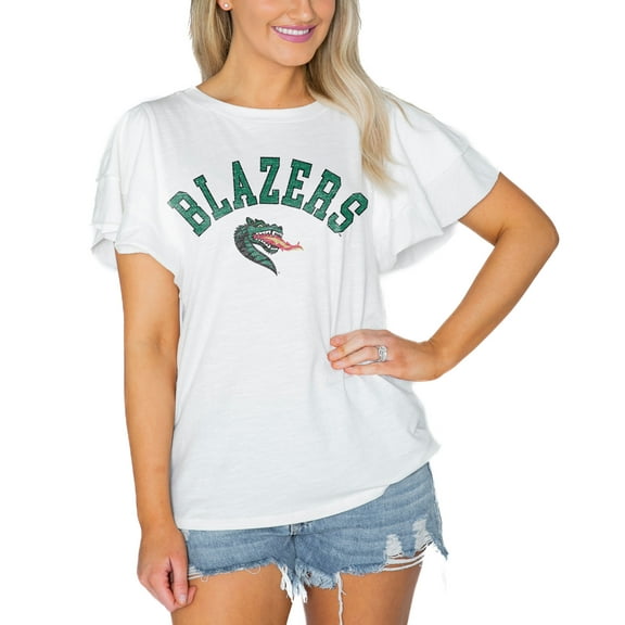 Women's Gameday Couture  White UAB Blazers Arch Logo Flutter Sleeve Lightweight T-Shirt