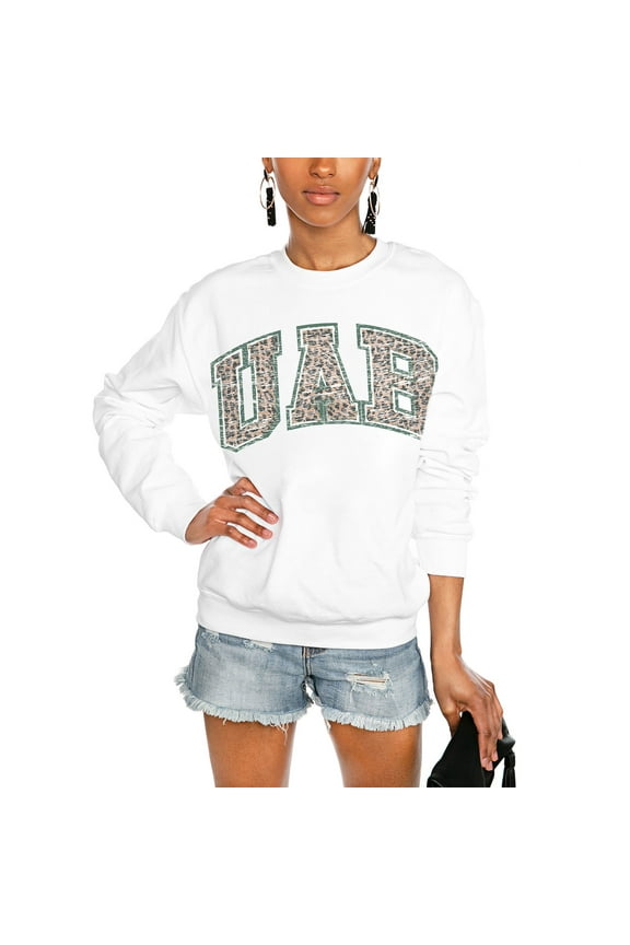 Women's Gameday Couture White UAB Blazers Distressed Snap Perfect Oversized Pullover Sweatshirt