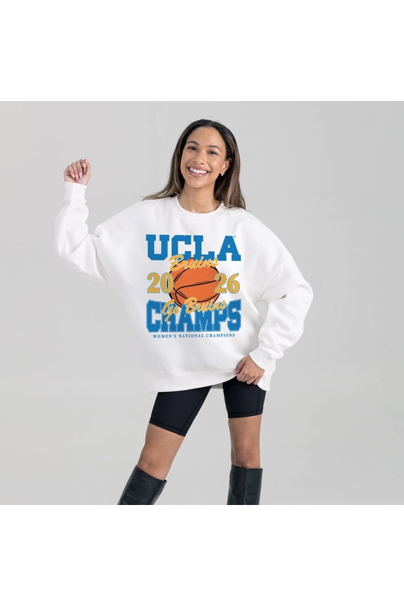 Women's Gameday Couture White UCLA Bruins 2026 NCAA Women's Basketball National Champions Premium Fleece Drop Shoulder