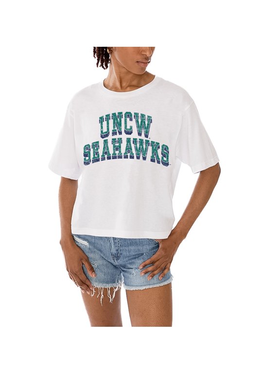Women's Gameday Couture White UNC Wilmington Seahawks Claim To Fame Boxy Cropped T-Shirt