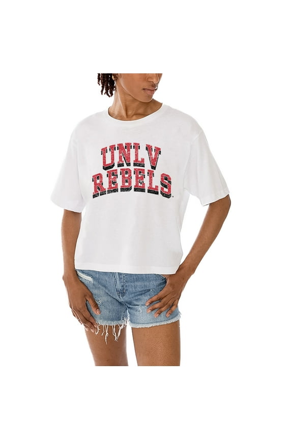 Women's Gameday Couture White UNLV Rebels Claim To Fame Boxy Cropped T-Shirt