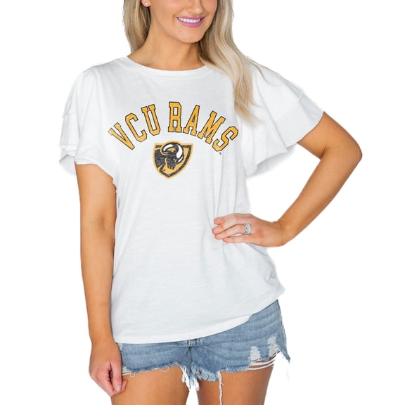 Women's Gameday Couture  White VCU Rams Arch Logo Flutter Sleeve Lightweight T-Shirt