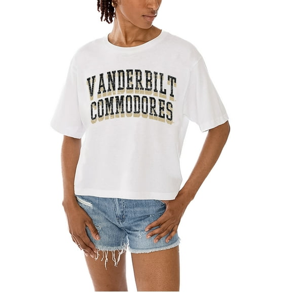 Women's Gameday Couture White Vanderbilt Commodores Claim To Fame Boxy Cropped T-Shirt