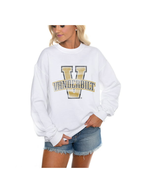Women's Gameday Couture White Vanderbilt Commodores College Vault Run It Back Perfect Crewneck Pullover Sweatshirt