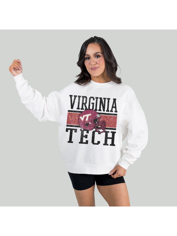 Women's Gameday Couture White Virginia Tech Hokies Fair Catch Pullover Sweatshirt