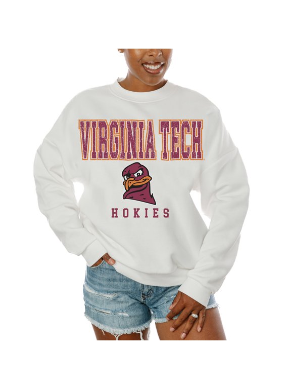 Women's Gameday Couture White Virginia Tech Hokies Freestyle Fleece Pullover Sweatshirt