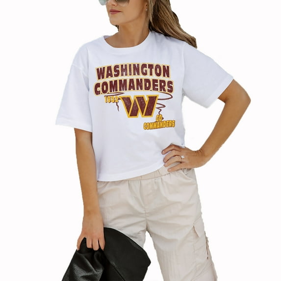 Women's Gameday Couture White Washington Commanders Gameday Goals Boxy Fit Cropped T-Shirt