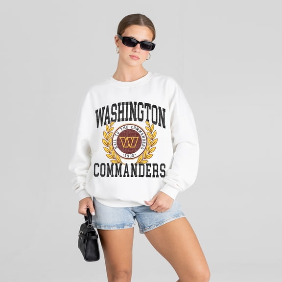 Women's Gameday Couture White Washington Commanders Gold Standard Oversized Premium Drop Shoulder Sweatshirt