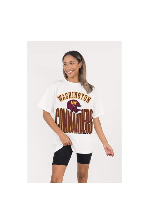 Women's Gameday Couture  White Washington Commanders Oversized Classic Fierce Focus T-Shirt