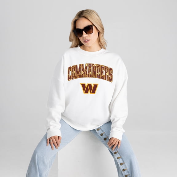 Women's Gameday Couture White Washington Commanders Sweet Play Oversized Premium Drop Shoulder Sweatshirt