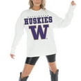 thumbnail image 1 of Women's Gameday Couture White Washington Huskies Big Goals Oversized Long Sleeve T-Shirt, 1 of 5