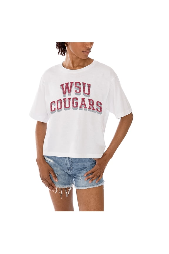 Women's Gameday Couture White Washington State Cougars Claim To Fame Boxy Cropped T-Shirt