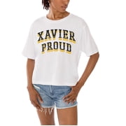 Womens Gameday Couture White Xavier University of Louisiana Gold Rush Claim To Fame Boxy Cropped T-Shirt