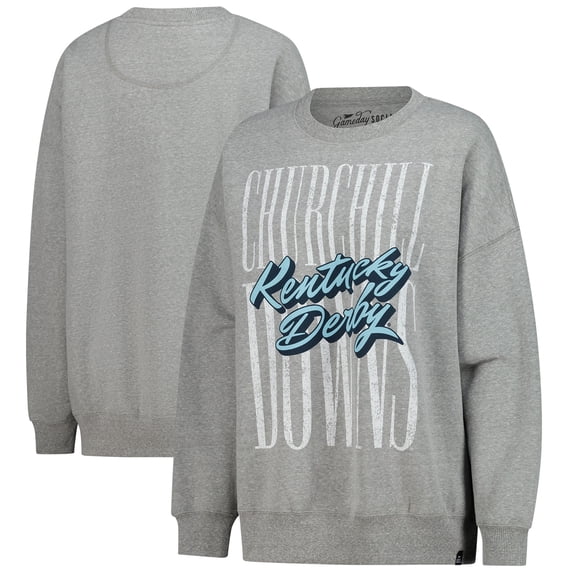 Women's-Gameday Social Heather Gray Kentucky Derby Oversized Pullover Sweatshirt