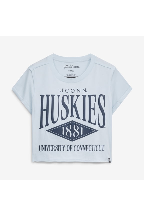 Women's Gameday Social  Light Blue UConn Huskies Cropped Cuffed T-Shirt