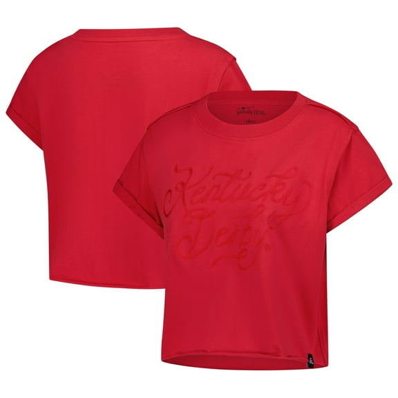Women's-Gameday Social  Red Kentucky Derby Rope Cropped Cuffed T-Shirt