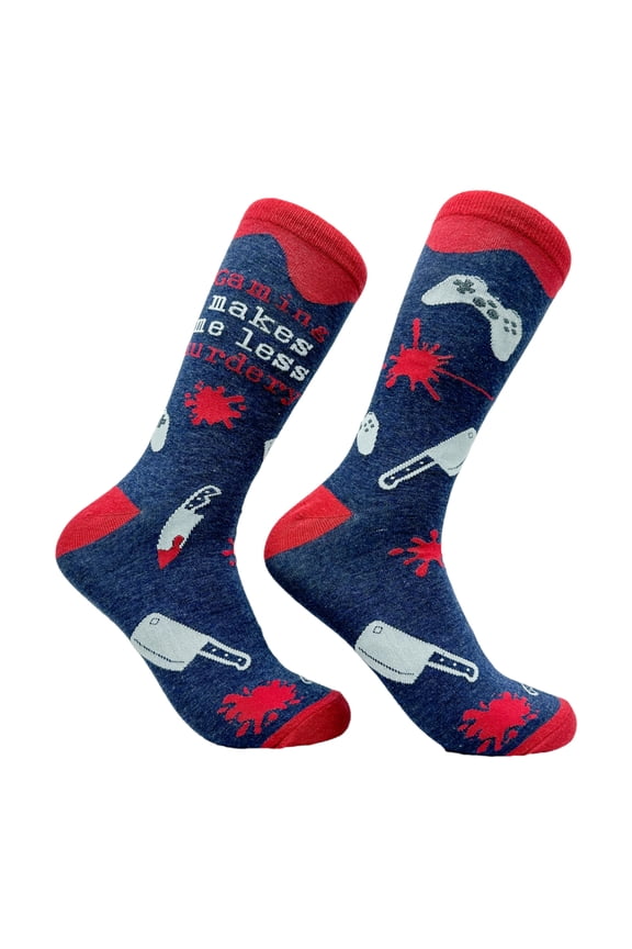 Women's Gaming Makes Me Less Murdery Socks Funny Halloween Video Game Lover Footwear