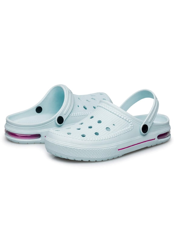 Women's Garden Clogs Beach Sandals Slippers Lightweight Slip on Water Shoes Light Blue