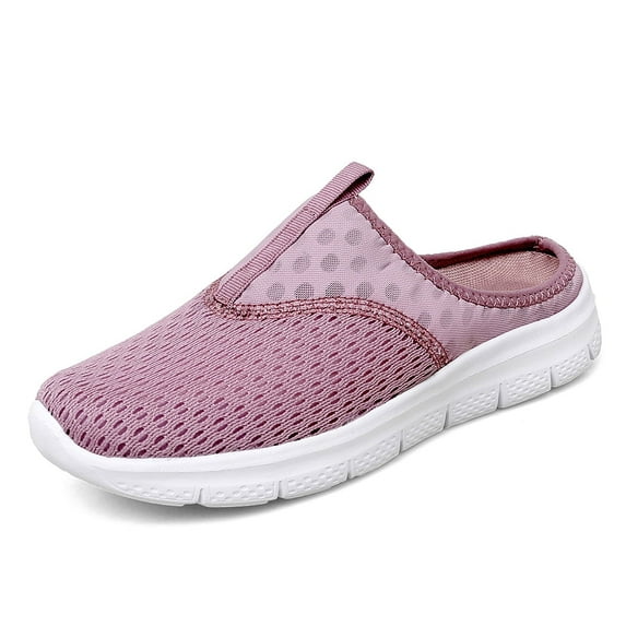 Women's Garden Clogs Mules Casual Slip on Flat Shoes Mesh Breathable House Slippers Non-Slip Lightweight Beach Shoes Walking Shoe