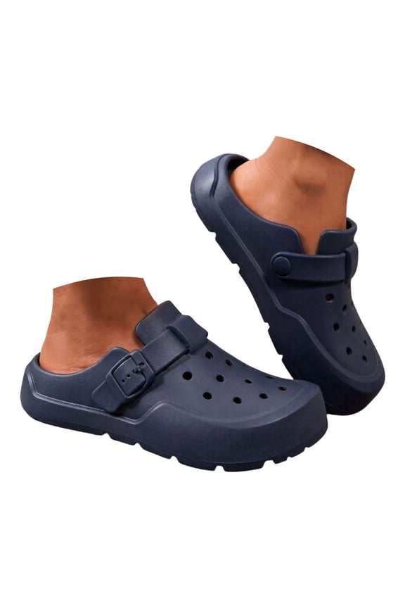 Women's Garden Clogs Shoes Arch Support Comfortable Adjustable Strap Slip on Sandals Lightweight Beach Mules Shoes for Vacation Daily Wear Navy Size 8