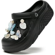 ELIOGN Women's Gardener Platform Clogs Slippers Hight Heels Mules Clog Wedge Sandals Outdoor Beach Shoes