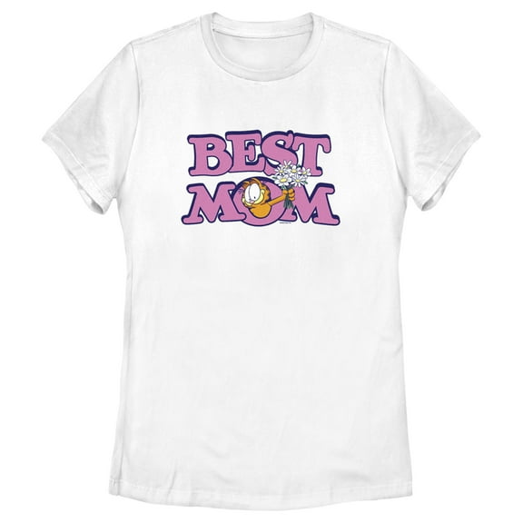 Women's Garfield Best Mom Floral Cat Graphic T-Shirt