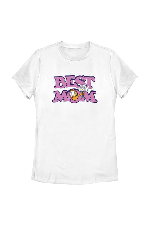 Women's Garfield Best Mom Floral Cat Graphic T-Shirt