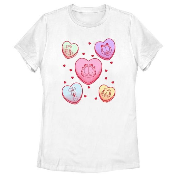 Women's Garfield Candy Hearts  Graphic T-Shirt