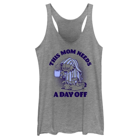 Women's Garfield This Mom Needs a Day Off  Racerback Tank Top Gray Heather Medium
