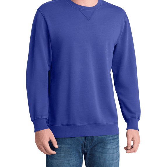 Women's Garment-Dyed Crewneck Sweatshirt Soft Cotton-Poly Fleece Beach Wash PC098