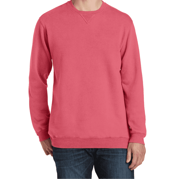 Women's Garment-Dyed Crewneck Sweatshirt Soft Cotton-Poly Fleece Beach Wash PC098