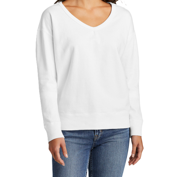 Women’s Garment-Dyed V-Neck Beach Wash Sweatshirt – Soft Cotton Blend, Everyday Casual Wear LPC098V