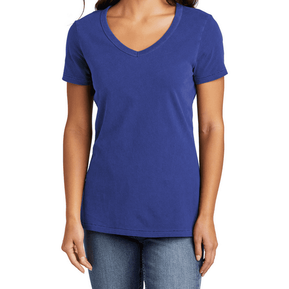 Women's Garment-Dyed V-Neck Tee Soft Cotton Vintage Look Beach Wash LPC099V