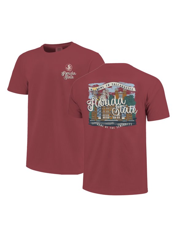 Women's Garnet Florida State Seminoles Comfort Colors Campus Scene Drawing Script T-Shirt
