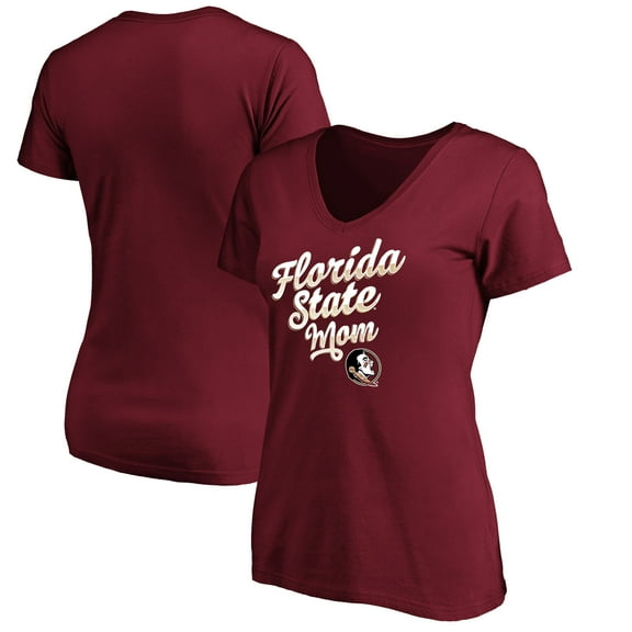 Women's Garnet Florida State Seminoles Team Mom V-Neck T-Shirt