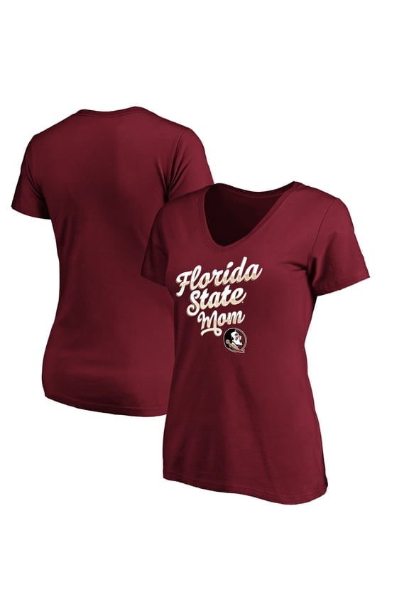 Women's Garnet Florida State Seminoles Team Mom V-Neck T-Shirt