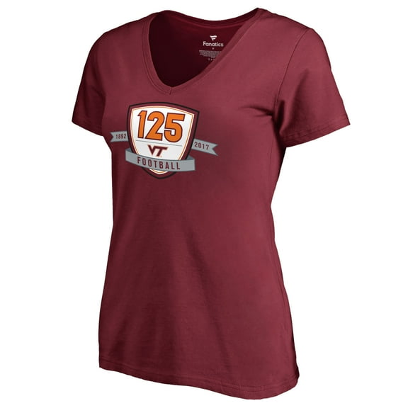 Women's Garnet Virginia Tech Hokies 125 Years V-Neck T-Shirt