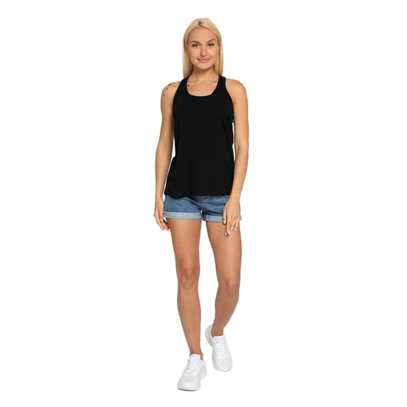 Women's Gathered Racerback Sleeveless Tank Top, M, Black, by Ambesonne