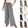 thumbnail image 1 of Women's Gaucho Pants Wide Leg High Waisted Sweatpants Soft Cute Joggers Flowy Vacation Pant 2026, Gray L, 1 of 7
