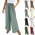 thumbnail image 1 of Women's Gaucho Pants Wide Leg High Waisted Sweatpants Soft Cute Joggers Flowy Vacation Pant 2026, Turquoise L, 1 of 7