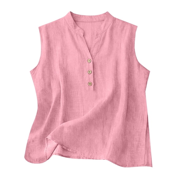 Women's Gauze Henley Tank Top | V-Neck Sleeveless Button Down Blouse | Lightweight Loose Fit Summer Shirts for Beach Vacation