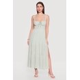 thumbnail image 1 of Women's Gauze Knit Keyhole Detail Side Slit Tiered Midi Dress, 1 of 3