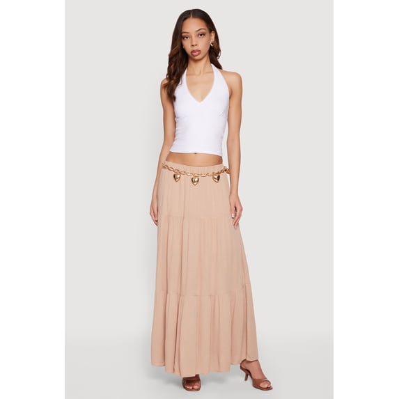 Women's Gauze Knit Tiered Maxi Skirt
