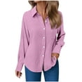 thumbnail image 1 of Women's Gauze Work Shirt - Long Sleeve Collared Button Down | 2025 Business Casual Crinkle Office Top Breathable Fall Minimalist, 1 of 6