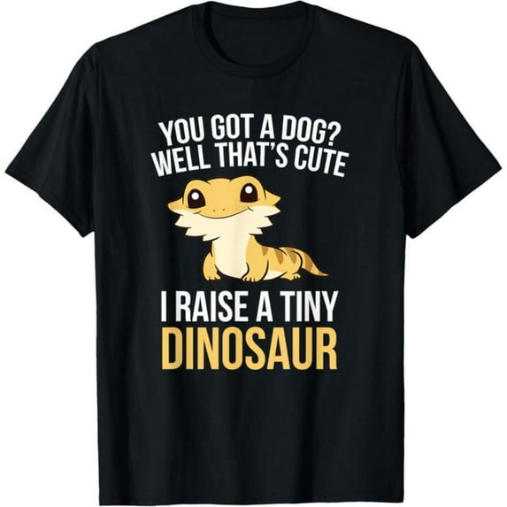 Women's Gecko Dinosaur Graphic Cotton T Shirt Cute Breathable Short Sleeve Round Neck Top Black S-5XL