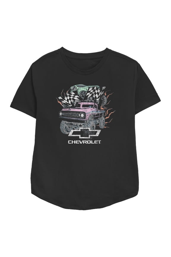 Women's General Motors Pastel Chevrolet Trucks Distressed Graphic Tee Black Small