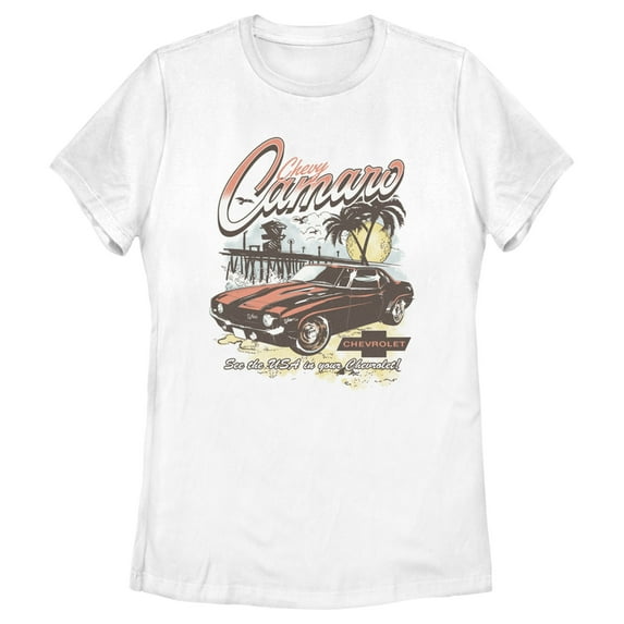 Women's General Motors See the USA in Your Chevrolet Camaro Graphic Tee White X Large