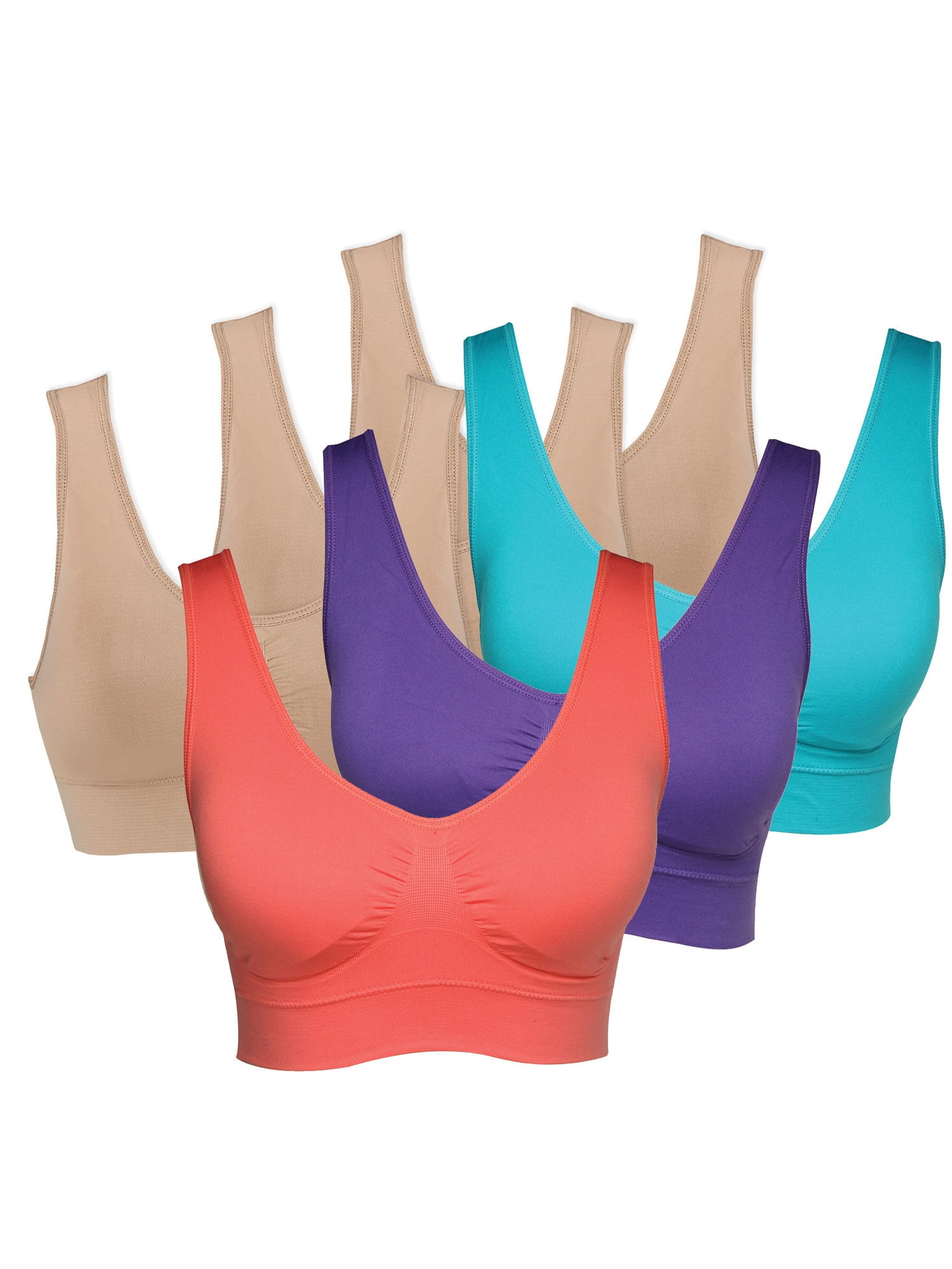 Women's Genie Bra Seamless 3-Pack - Neutral Color Comfort Sports Bras